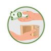 purchase concept hands with money and box
