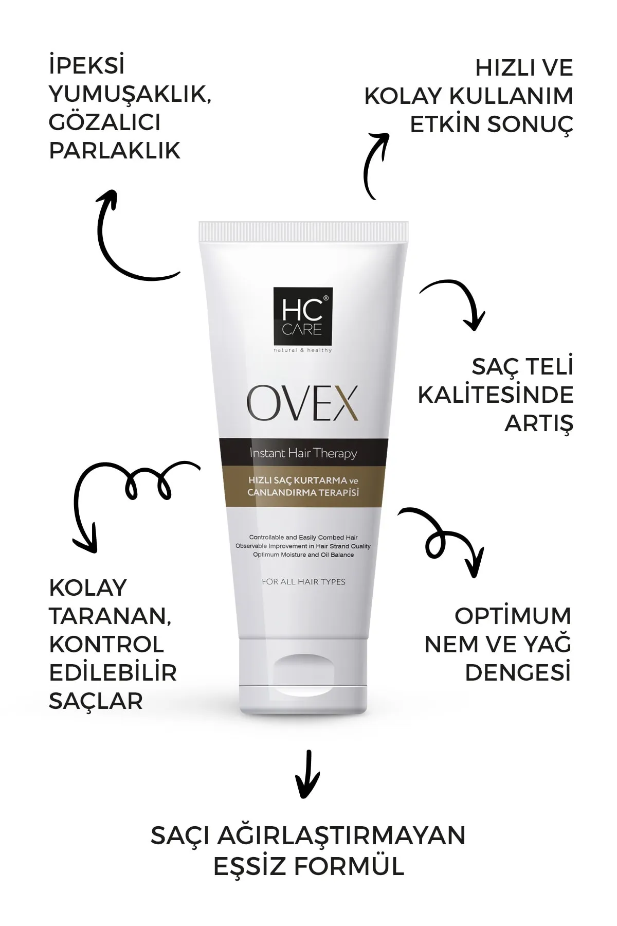 مستحضر ovex للاستعادة السريعة للشعر من hc care (200 مل)